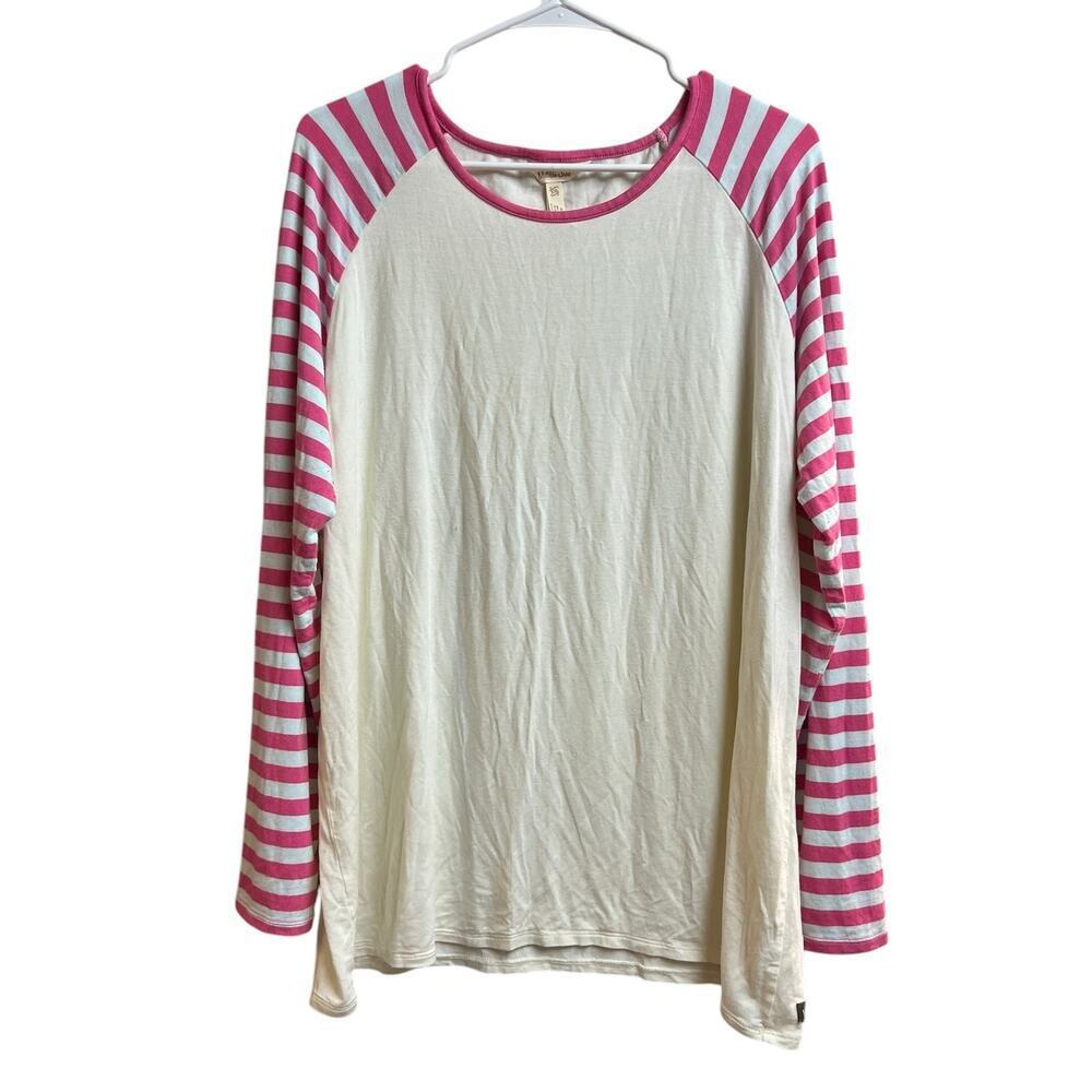 Matilda Jane Wonderment Any Time Top Raglan Shirt Cream Pink Stripes XXL